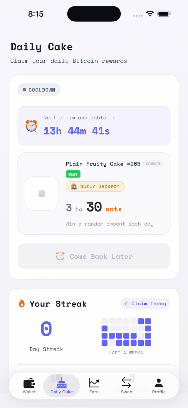 Wallet screen center